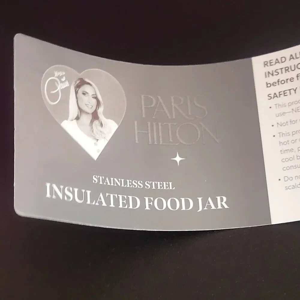 Paris Hilton 16 oz Pink Insulated Food Jar Shimmer Fairy Princess Hearts NEW‎